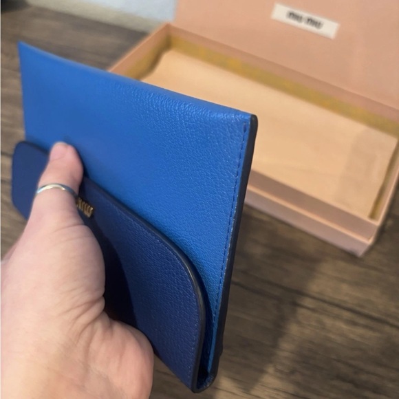 Miu Miu Navy Blue Bicolor Long Flap Wallet - Picture 6 of 10